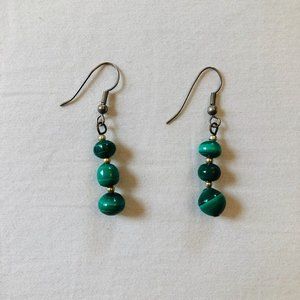 Vintage Malachite Green Drop Earrings